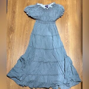 Rooster Dusty Blue Tiered Smocked Waist Casual Dress